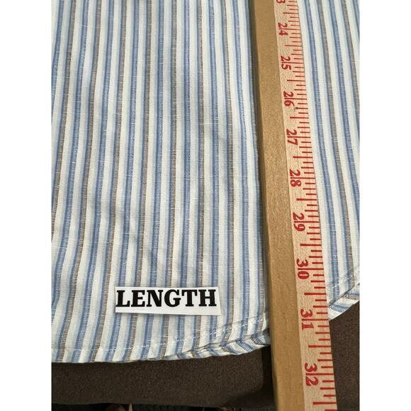 Banana Republic Linen & Cotton Mens Blue / Neutral 17-17 1/2 Casual Shirt XL - Picture 6 of 9